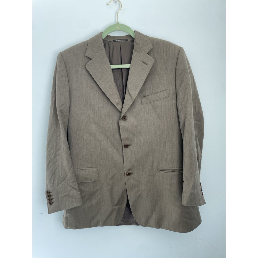 Vintage Brown Canali Sport Jacket 3 Button 100% Wool Made In Italy Size‎ 44R